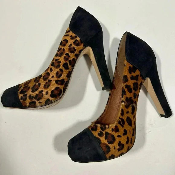 NEW!CorsocComo-Leopard cow hair, suede heel pumps size 8 - Picture 6 of 14